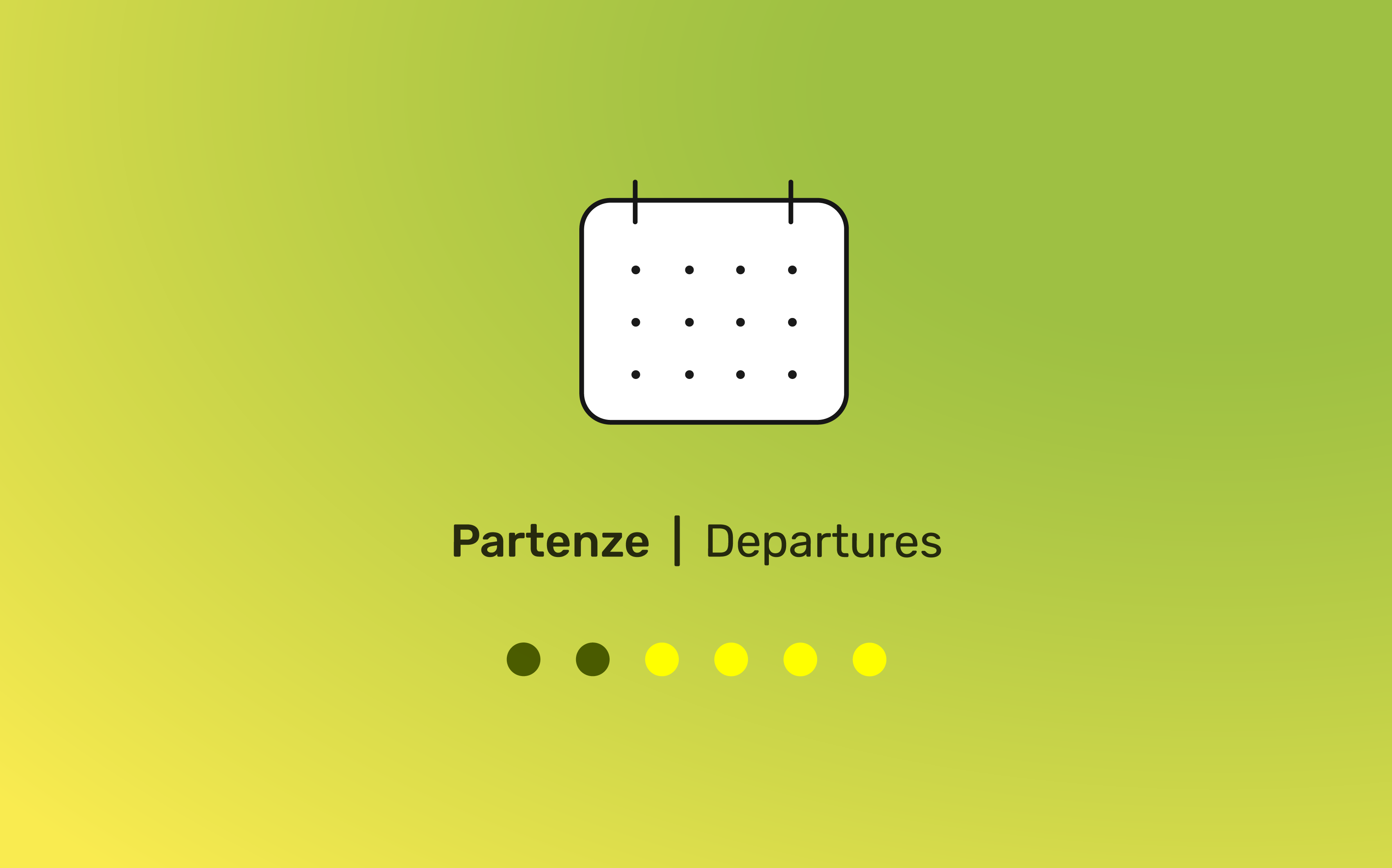 Icona di un calendario per la pianificazione del tour con sfondo verde e giallo.